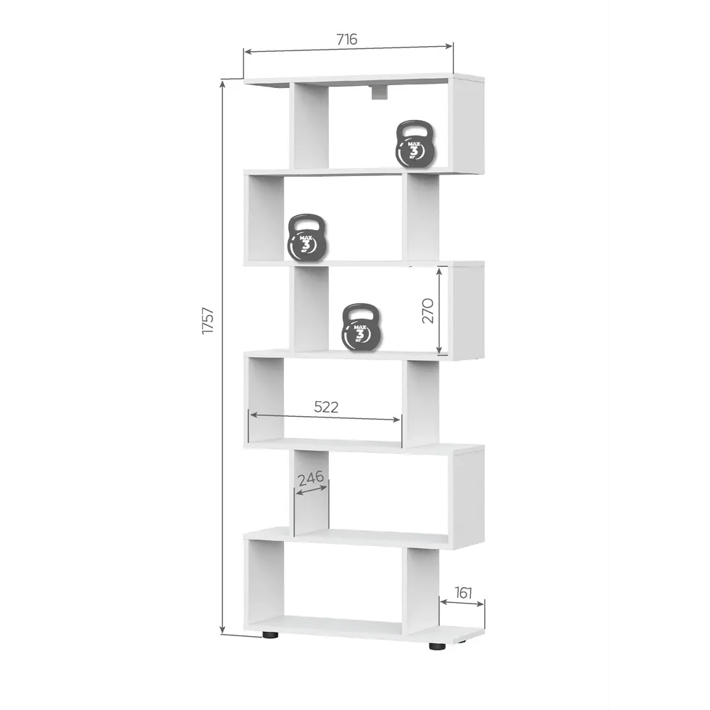 Фото 3 Стеллаж с полками Nn-мебель 71.6x175.7x24.6 см нагрузка до 3 кг ЛДСП цвет белый Фото 3 Стеллаж с полками Nn-мебель 71.6x175.7x24.6 см нагрузка до 3 кг ЛДСП цвет белый