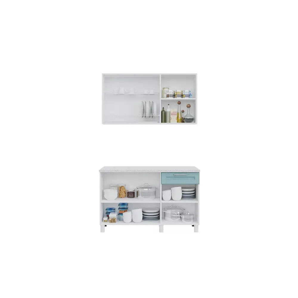 Фото 2 Кухонный гарнитур Горизонт Trend 130x211x60 см ЛДСП цвет бирюзовый Фото 2 Кухонный гарнитур Горизонт Trend 130x211x60 см ЛДСП цвет бирюзовый