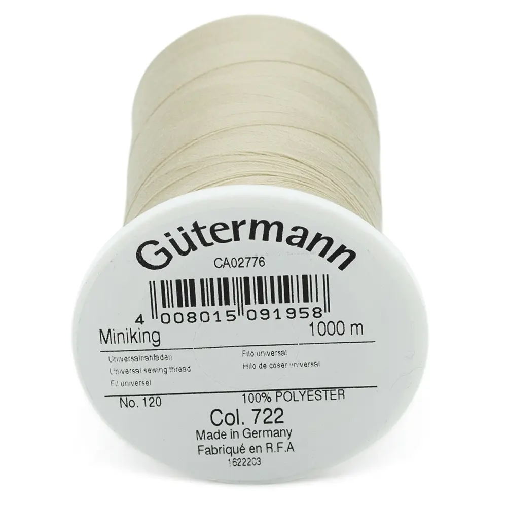 Фото 2 Нить Miniking оверлочная Gutermann 1000м 100% п/э 722 светло-бежевый цвет Фото 2 Нить Miniking оверлочная Gutermann 1000м 100% п/э 722 светло-бежевый цвет