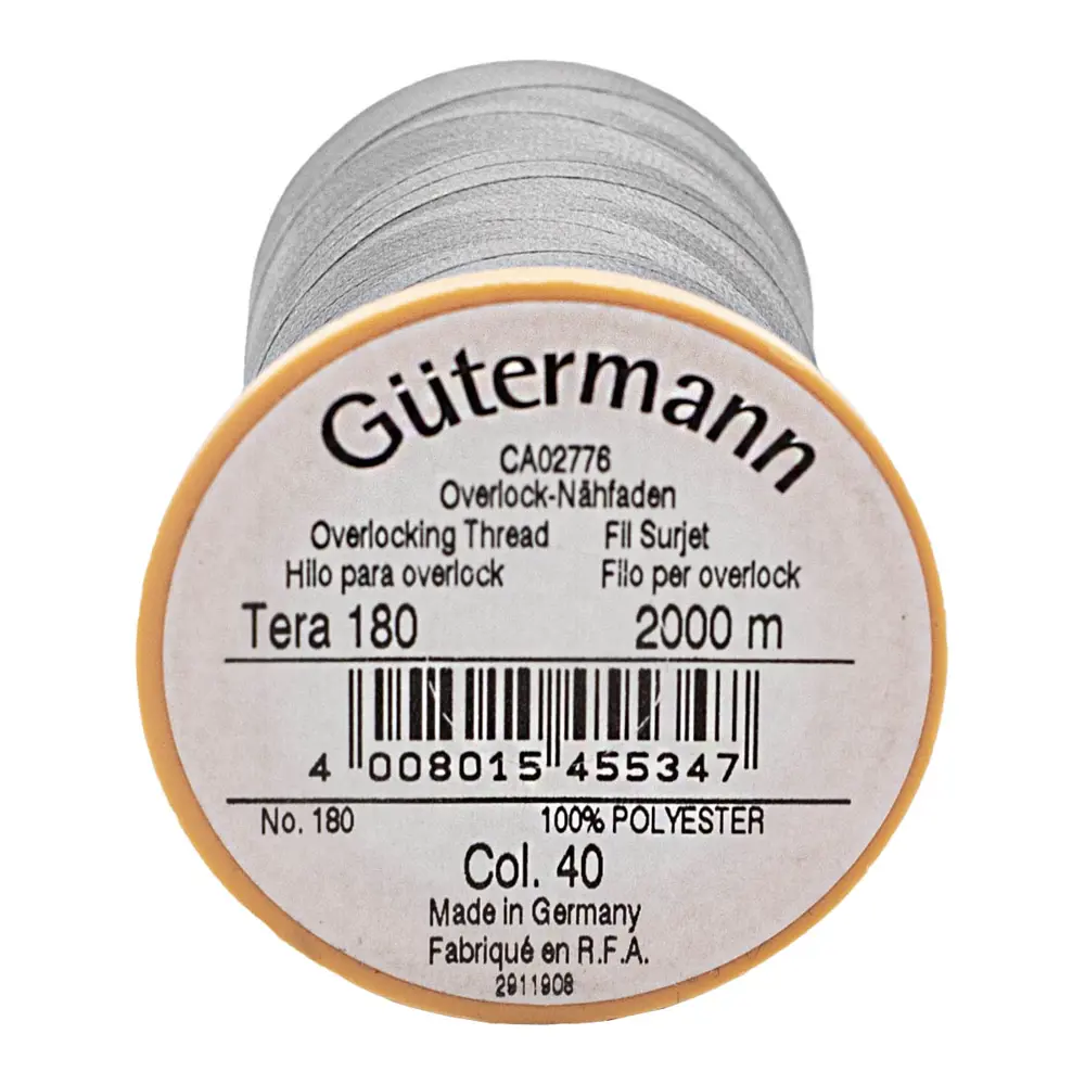 Фото 2 Нить Tera 180 оверлочная Gutermann 2000м 100% п/э 040 пепельно-серый цвет Фото 2 Нить Tera 180 оверлочная Gutermann 2000м 100% п/э 040 пепельно-серый цвет