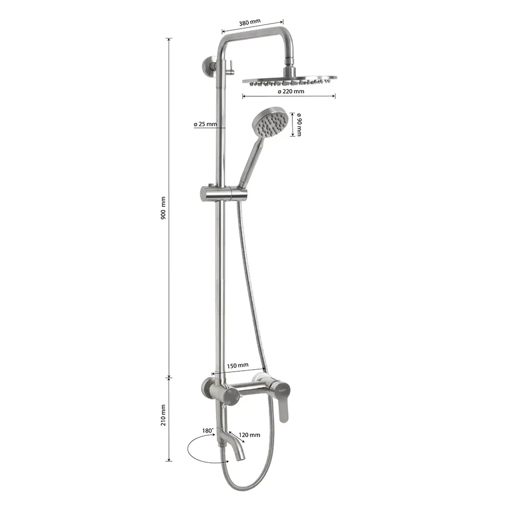 Фото 2 Душевая система Магнус Сан-С-9237 3 режима нержавеющая сталь Фото 2 Душевая система Магнус Сан-С-9237 3 режима нержавеющая сталь