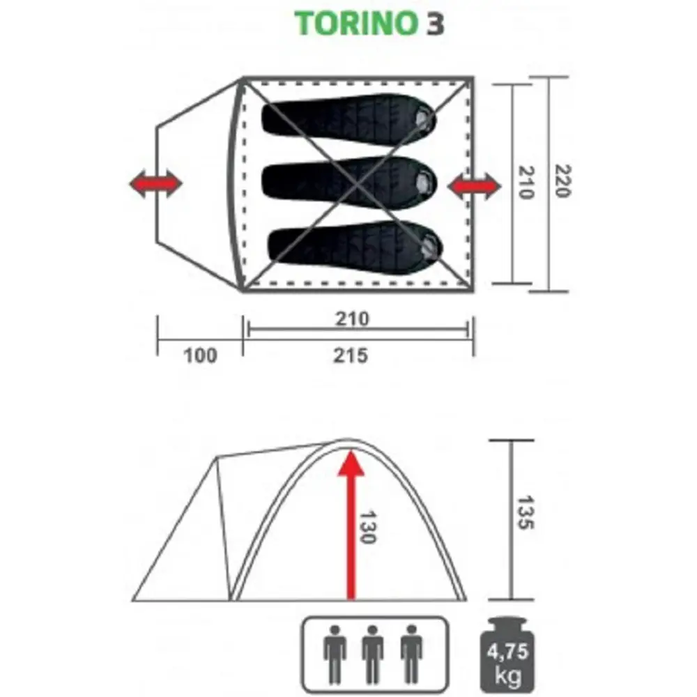 Фото 9 Палатка 3-х местная Premier TORINO-3 зеленый Фото 9 Палатка 3-х местная Premier TORINO-3 зеленый