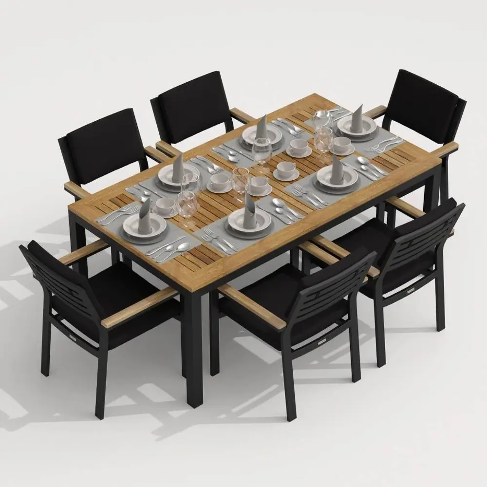 Фото 2 Садовая мебель для отдыха Ideal patio Outdoor style Tella BONTA 180 Black алюМиний темно-серый:стол, 6 стульев Фото 2 Садовая мебель для отдыха Ideal patio Outdoor style Tella BONTA 180 Black алюМиний темно-серый:стол, 6 стульев