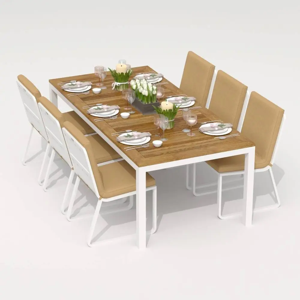 Фото 3 Садовая мебель для отдыха Ideal patio Outdoor style Tella GIRA 200 beige алюМиний бежевый:стол, 6 стульев Фото 3 Садовая мебель для отдыха Ideal patio Outdoor style Tella GIRA 200 beige алюМиний бежевый:стол, 6 стульев