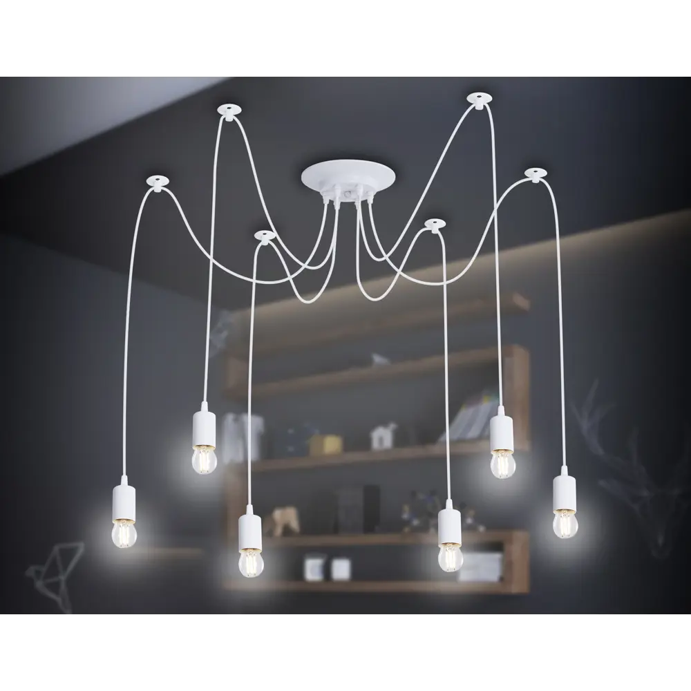 Фото Светильник подвесной AMBRELLA LIGHT TR8177 6 ламп 26 м² цвет белый Фото Светильник подвесной AMBRELLA LIGHT TR8177 6 ламп 26 м² цвет белый