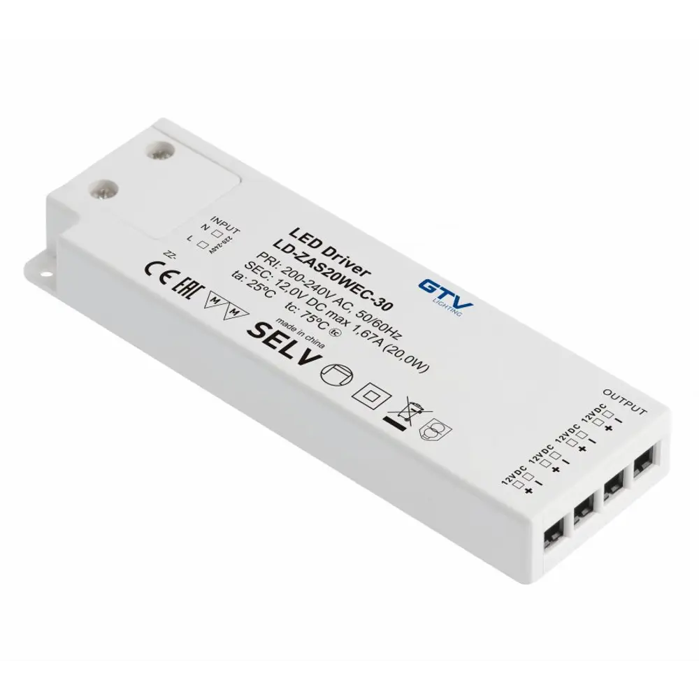 Фото Блок питания для светодиодов GTV 18584 12 В 20 Вт IP20 Фото Блок питания для светодиодов GTV 18584 12 В 20 Вт IP20