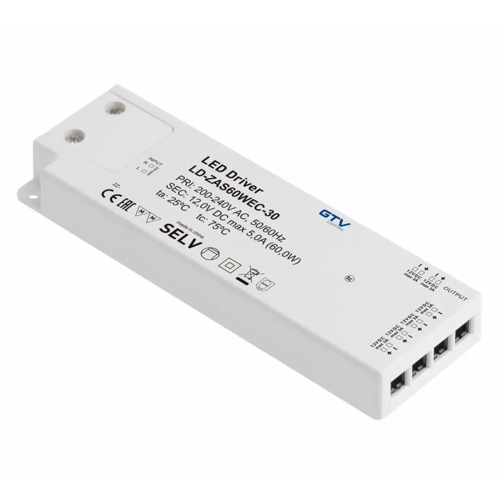 Фото Блок питания для светодиодов GTV 18586 12 В 60 Вт IP20 Фото Блок питания для светодиодов GTV 18586 12 В 60 Вт IP20