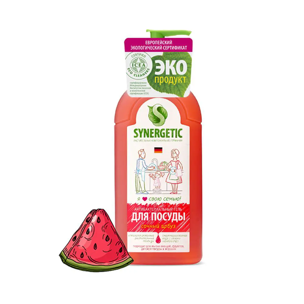 Фото Средство для мытья посуды Synergetic Арбуз 0.5 л Фото Средство для мытья посуды Synergetic Арбуз 0.5 л