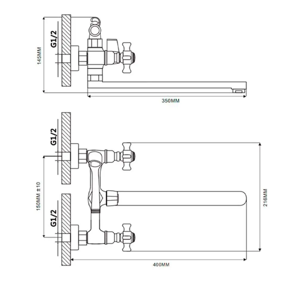 Фото Смеситель для ванны Ekko E22024 двухвентильный цвет хром