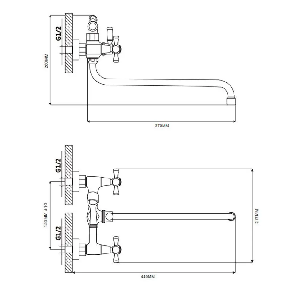 Фото 2 Смеситель для ванны Ekko E22118-10 двухвентильный цвет хром