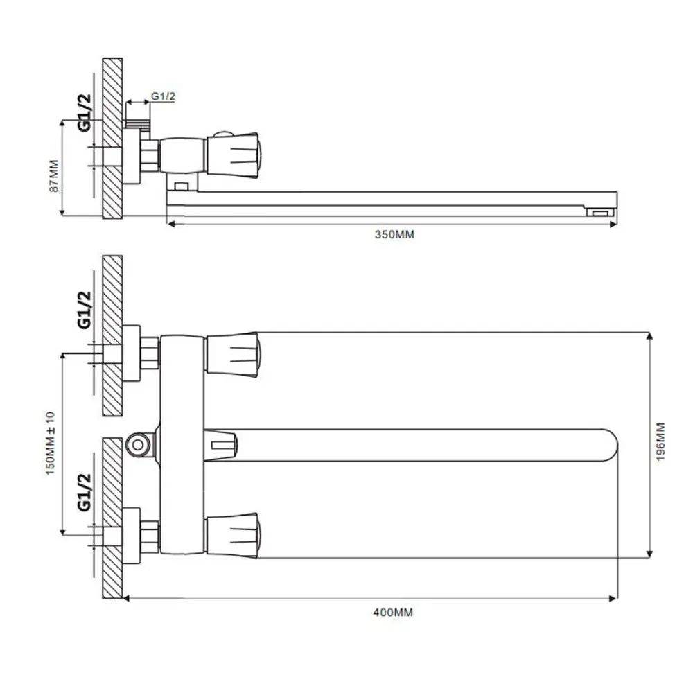 Фото Смеситель для ванны Ekko E22091 двухвентильный цвет хром