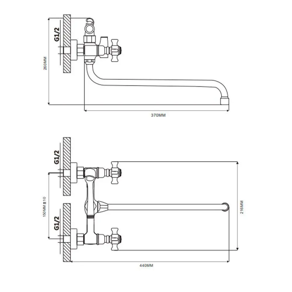 Фото 2 Смеситель для ванны Ekko E26024 двухвентильный цвет хром