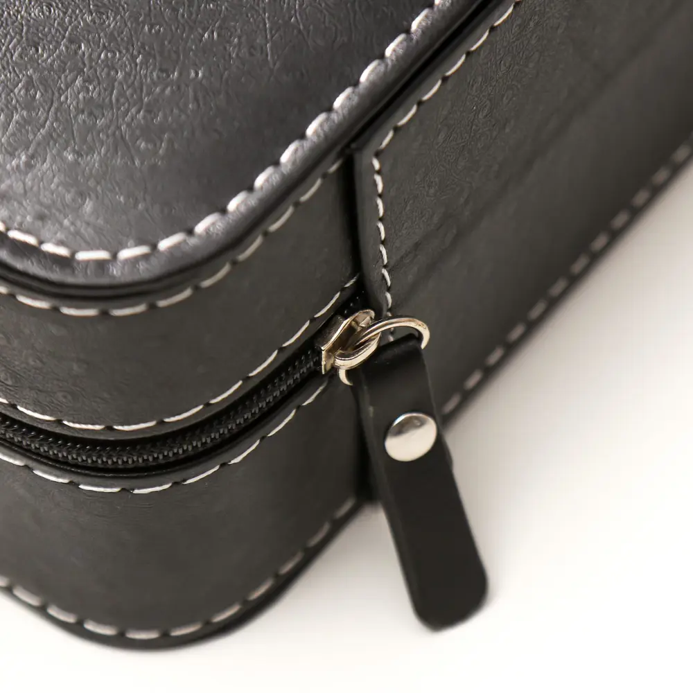 Фото 2 Шкатулка Simaland под часы 6 отделений "Чёрная с белой строчкой" 7.5x33x11 см