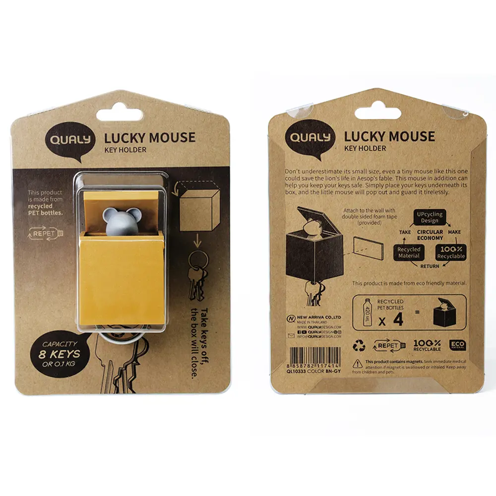 Фото 6 Держатель для аксессуаров Qualy Lucky Mouse Key QL10333-BN-GY Фото 6 Держатель для аксессуаров Qualy Lucky Mouse Key QL10333-BN-GY