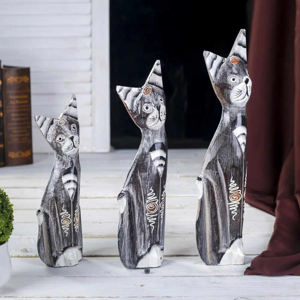 Фото 5 Фигурка сувенирная Simaland "Кошки с полосатыми ушками роспись цветы" набор 3 шт, высота 25см, 30см, 35см Фото 5 Фигурка сувенирная Simaland "Кошки с полосатыми ушками роспись цветы" набор 3 шт, высота 25см, 30см, 35см