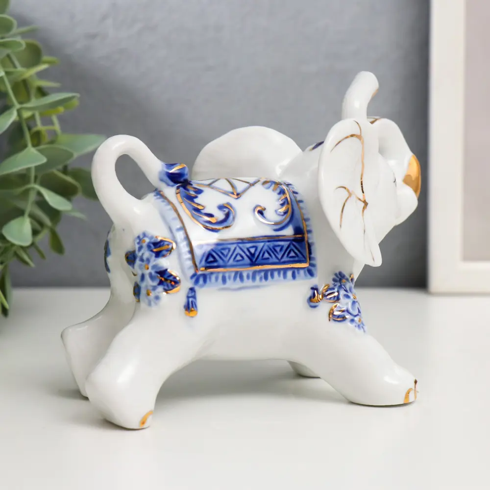 Фото 4 Фигурка сувенирная Simaland Слоны с синей росписью набор 7 шт. высота= 11 см 31.5x23.5 см