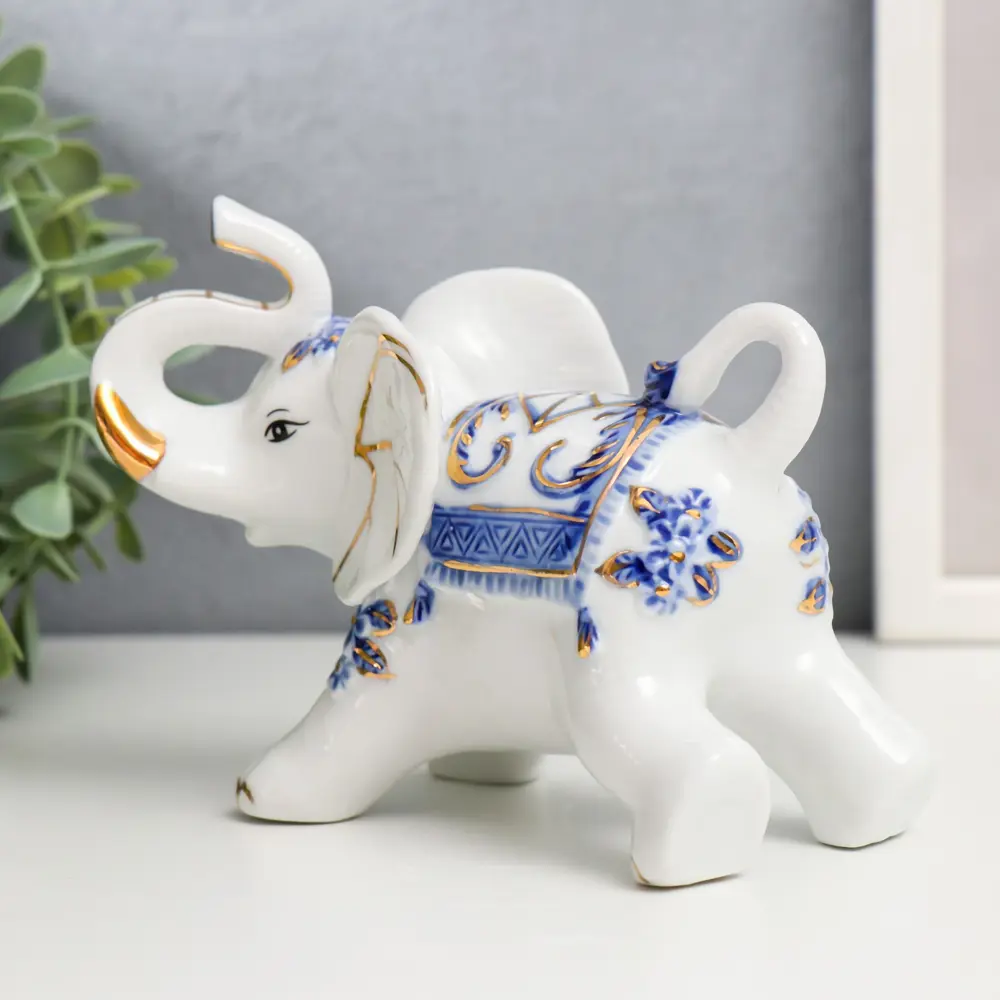 Фото 3 Фигурка сувенирная Simaland Слоны с синей росписью набор 7 шт. высота= 11 см 31.5x23.5 см