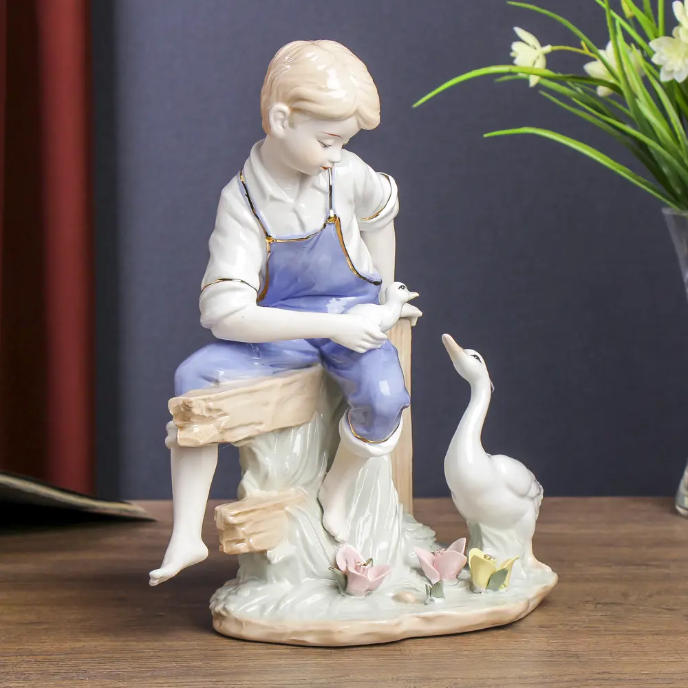 Фото 2 Фигурка сувенирная Simaland "Мальчик с гусями" 28x23x13 см