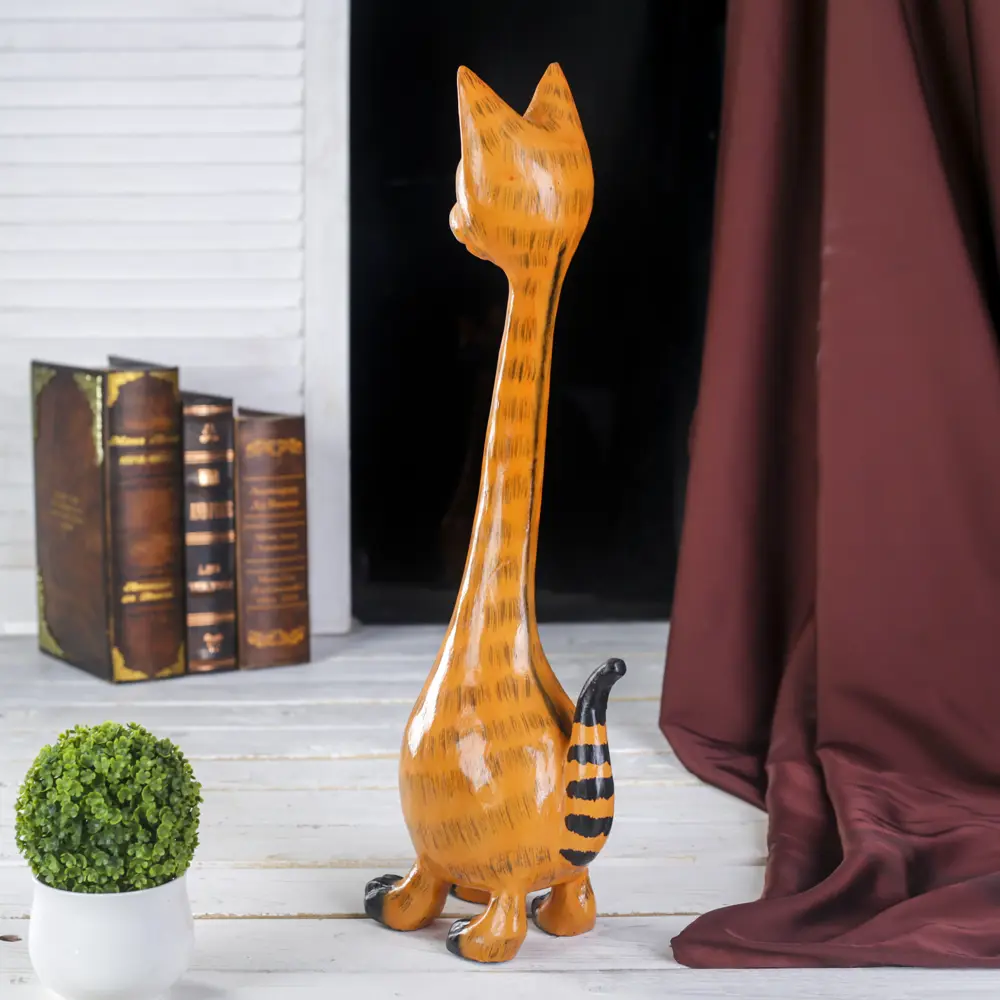 Фото 2 Фигурка сувенирная Simaland "Рыжая кошечка с длинной шеей" 10x15x50 см Фото 2 Фигурка сувенирная Simaland "Рыжая кошечка с длинной шеей" 10x15x50 см