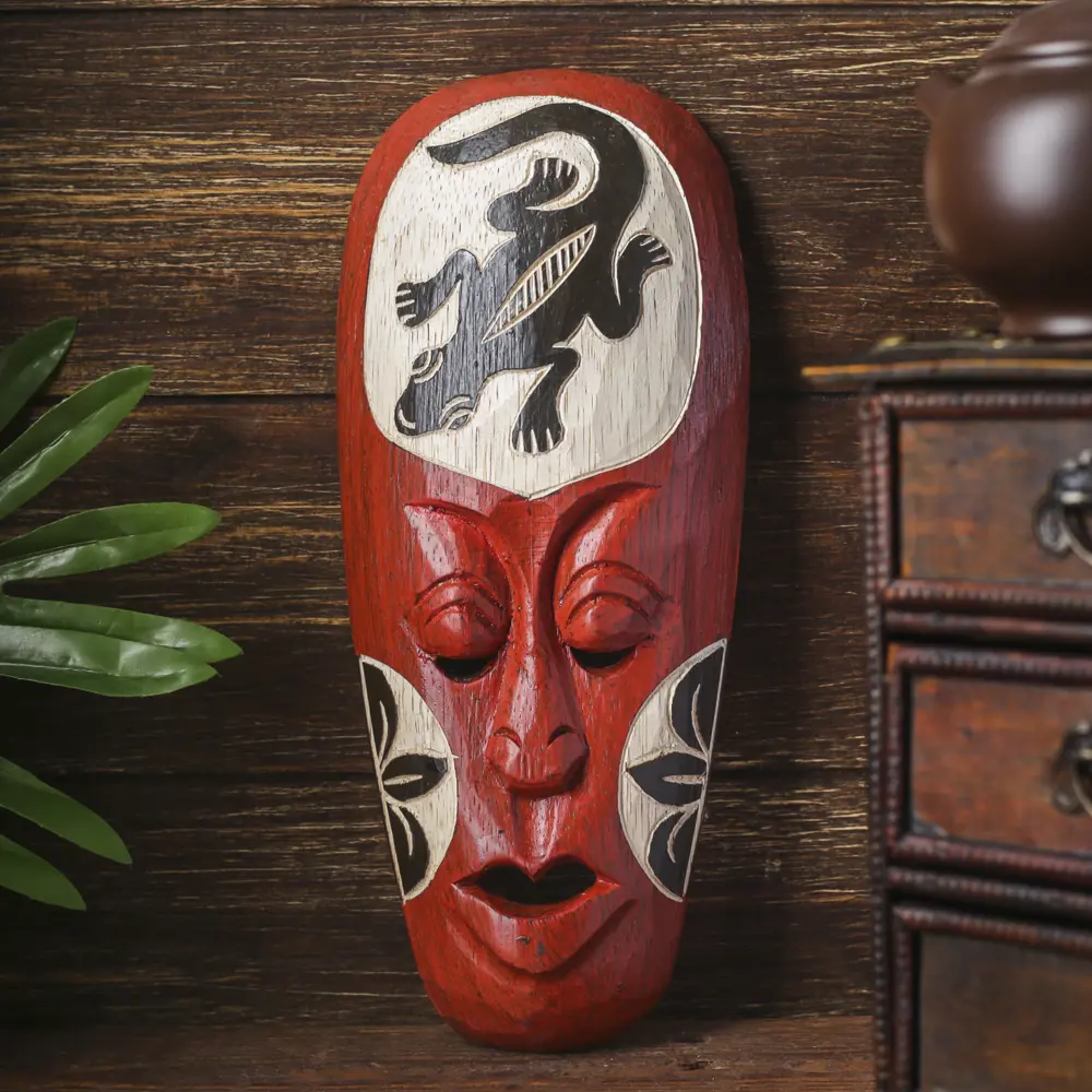 Фото Панно-маска настенная Simaland "Абориген розовый с ящерицей" 2x10x25 см Фото Панно-маска настенная Simaland "Абориген розовый с ящерицей" 2x10x25 см