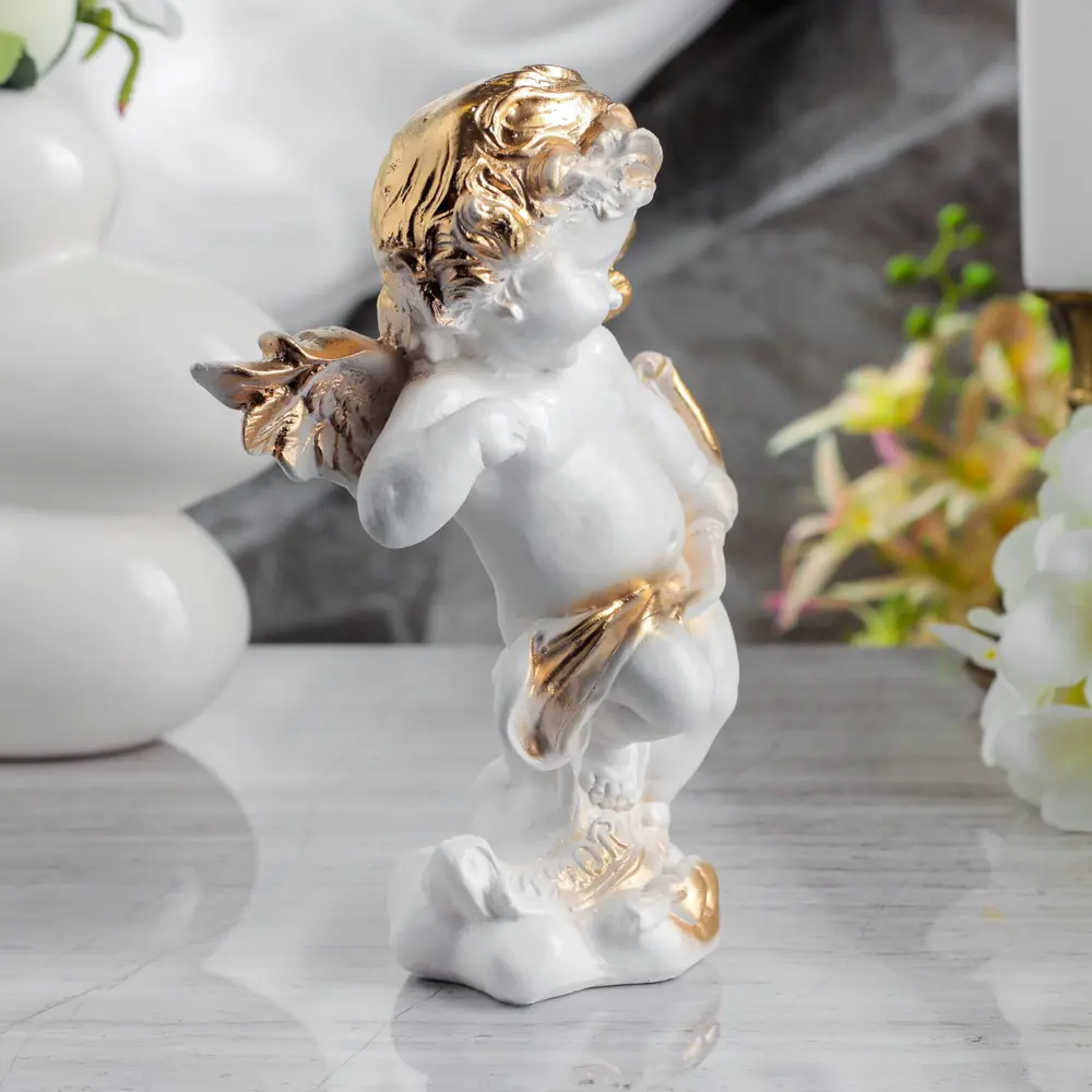 Фото 2 Статуэтка "Амур" белая с золотом 22 см Фото 2 Статуэтка "Амур" белая с золотом 22 см