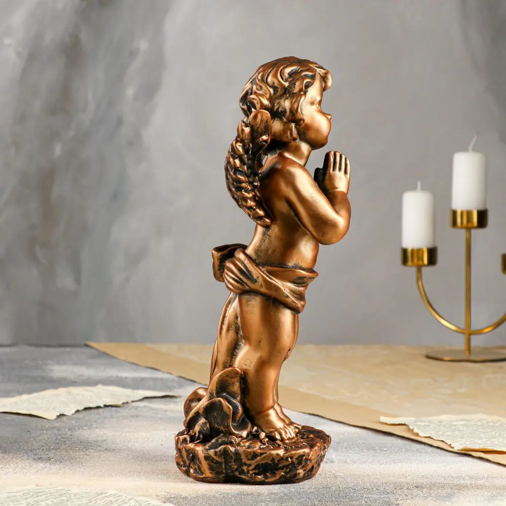 Фото 2 Статуэтка "Ангел в молитве" бронзовый цвет 33 см