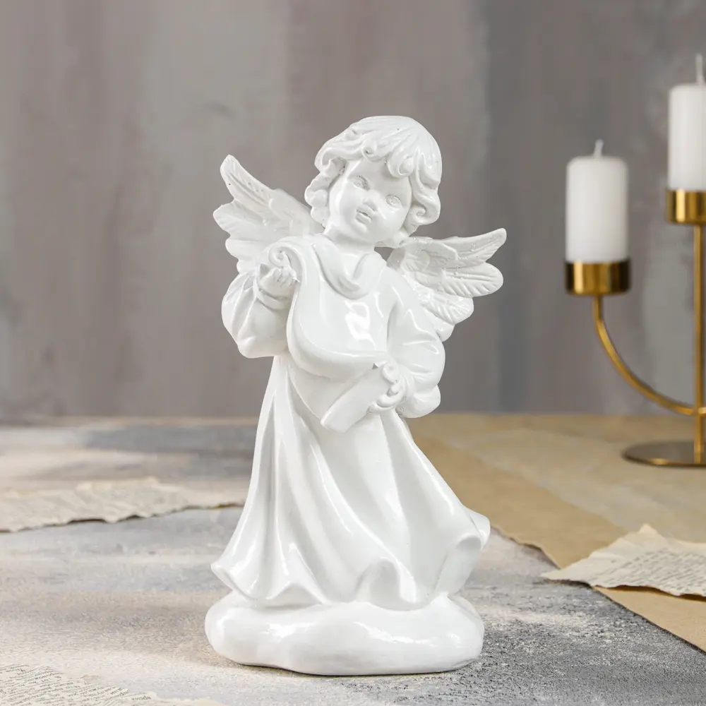 Фото Статуэтка "Ангел писарь" белый, 23 см Фото Статуэтка "Ангел писарь" белый, 23 см