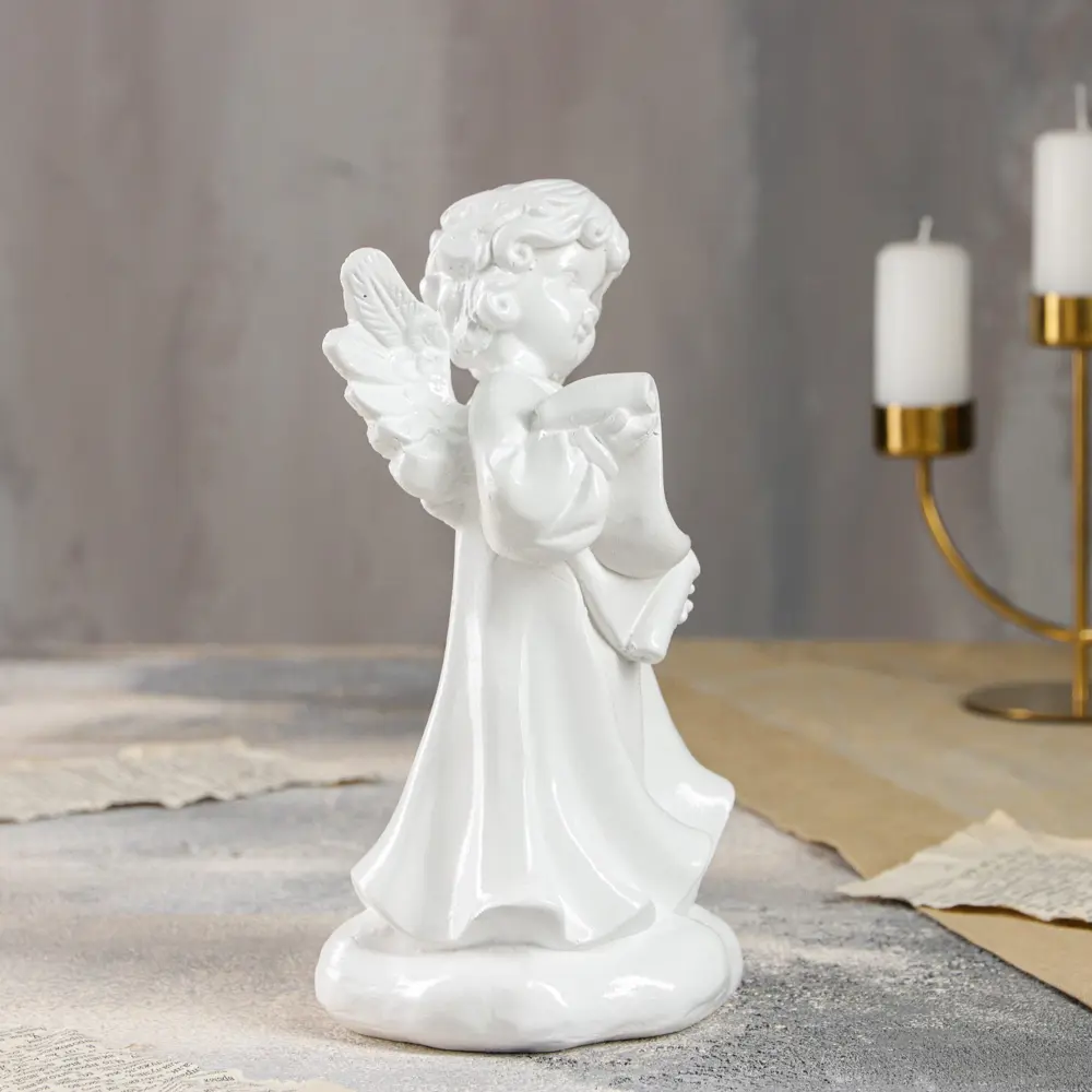 Фото 2 Статуэтка "Ангел писарь" белый, 23 см Фото 2 Статуэтка "Ангел писарь" белый, 23 см