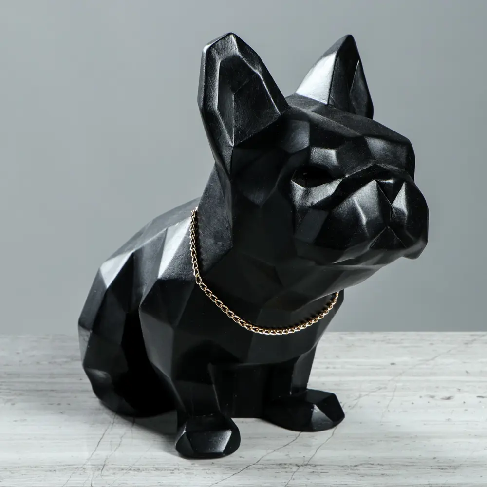 Фото Статуэтка "Собака Бульдог оригами" чёрная 24 см Фото Статуэтка "Собака Бульдог оригами" чёрная 24 см