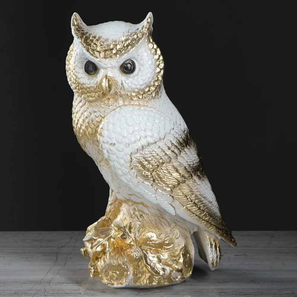 Фото Статуэтка "Сова на пне", белая, 30 см Фото Статуэтка "Сова на пне", белая, 30 см