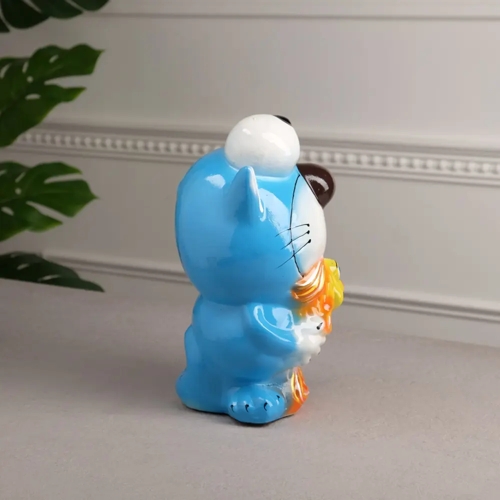 Фото 2 Копилка "Кот с рыбкой" разноцветная, покрытие лак, керамика, 25 см Фото 2 Копилка "Кот с рыбкой" разноцветная, покрытие лак, керамика, 25 см