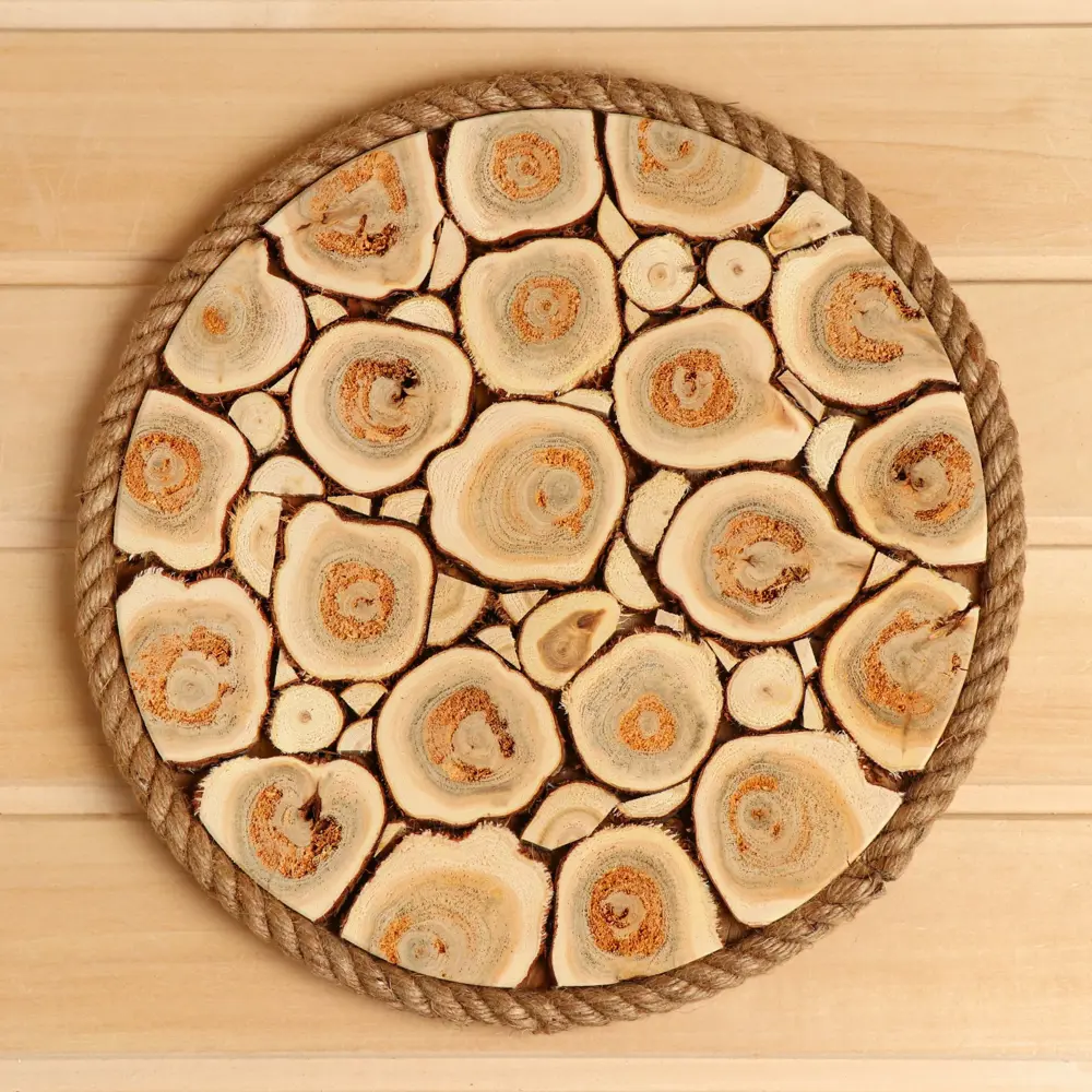 Фото Панно из можжевельника круглое подрезное Д=30 см канат Фото Панно из можжевельника круглое подрезное Д=30 см канат