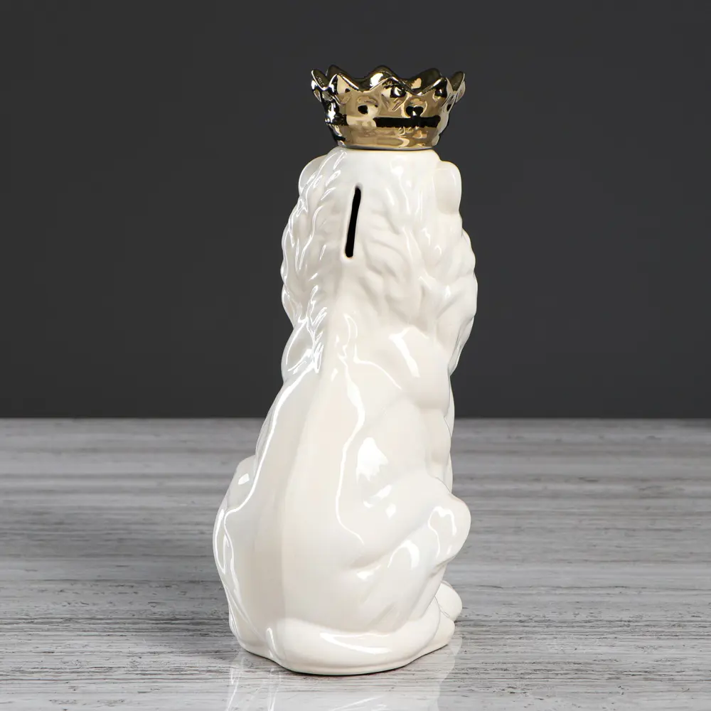 Фото 3 Копилка "Лев с короной" глянец, белая, 25 см Фото 3 Копилка "Лев с короной" глянец, белая, 25 см