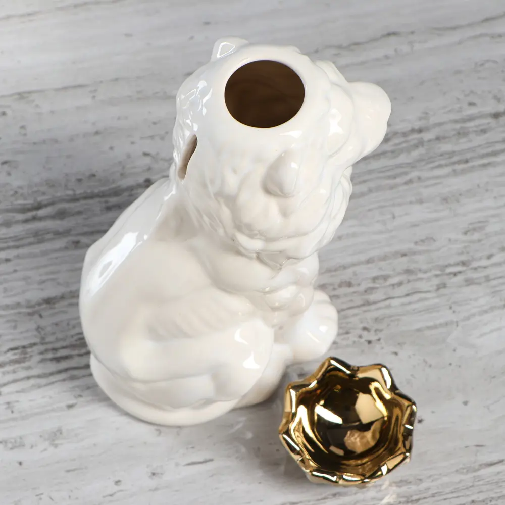 Фото 4 Копилка "Лев с короной" глянец, белая, 25 см Фото 4 Копилка "Лев с короной" глянец, белая, 25 см