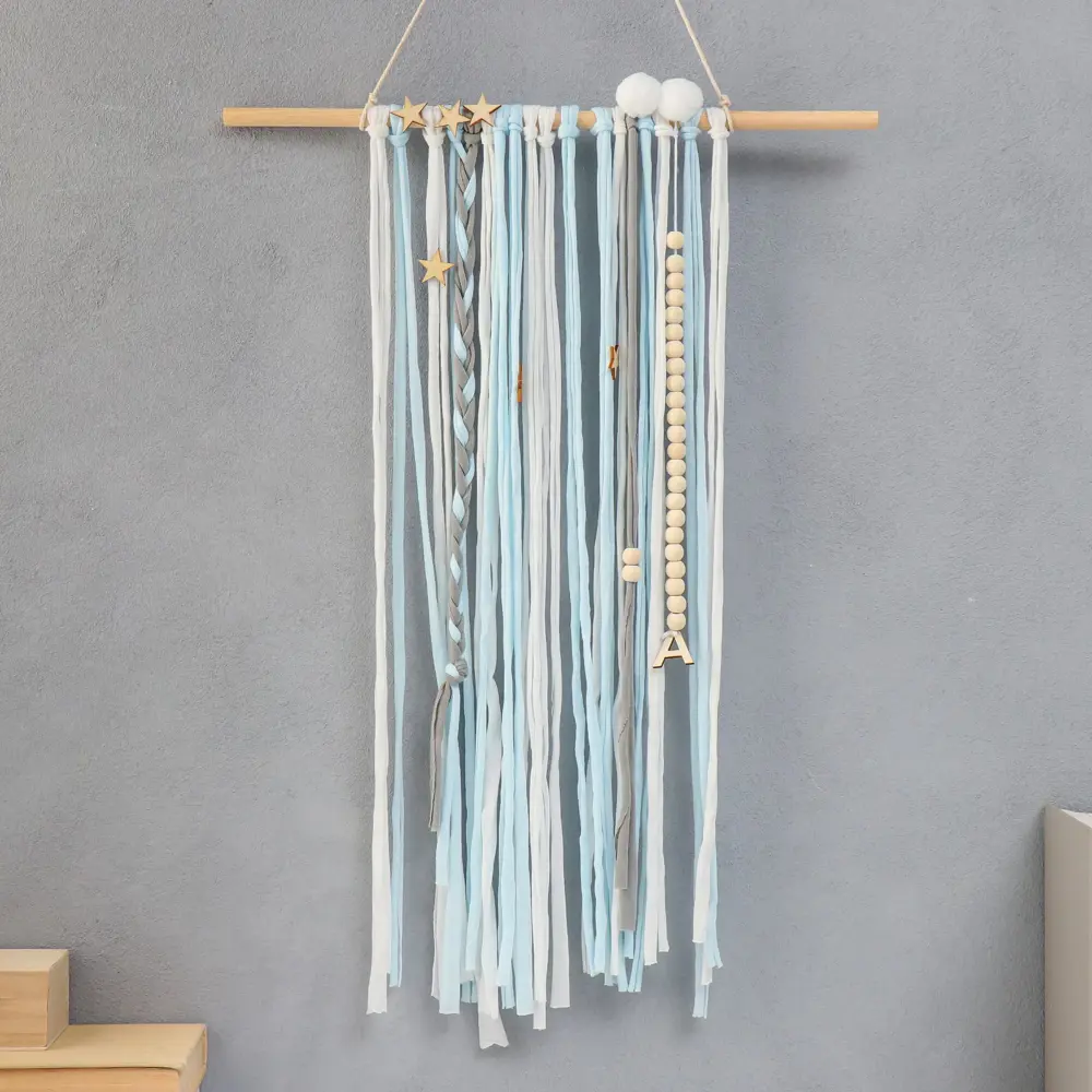 Фото Панно настенное текстиль "Звёздочки" голубые нити 70x45 см Фото Панно настенное текстиль "Звёздочки" голубые нити 70x45 см