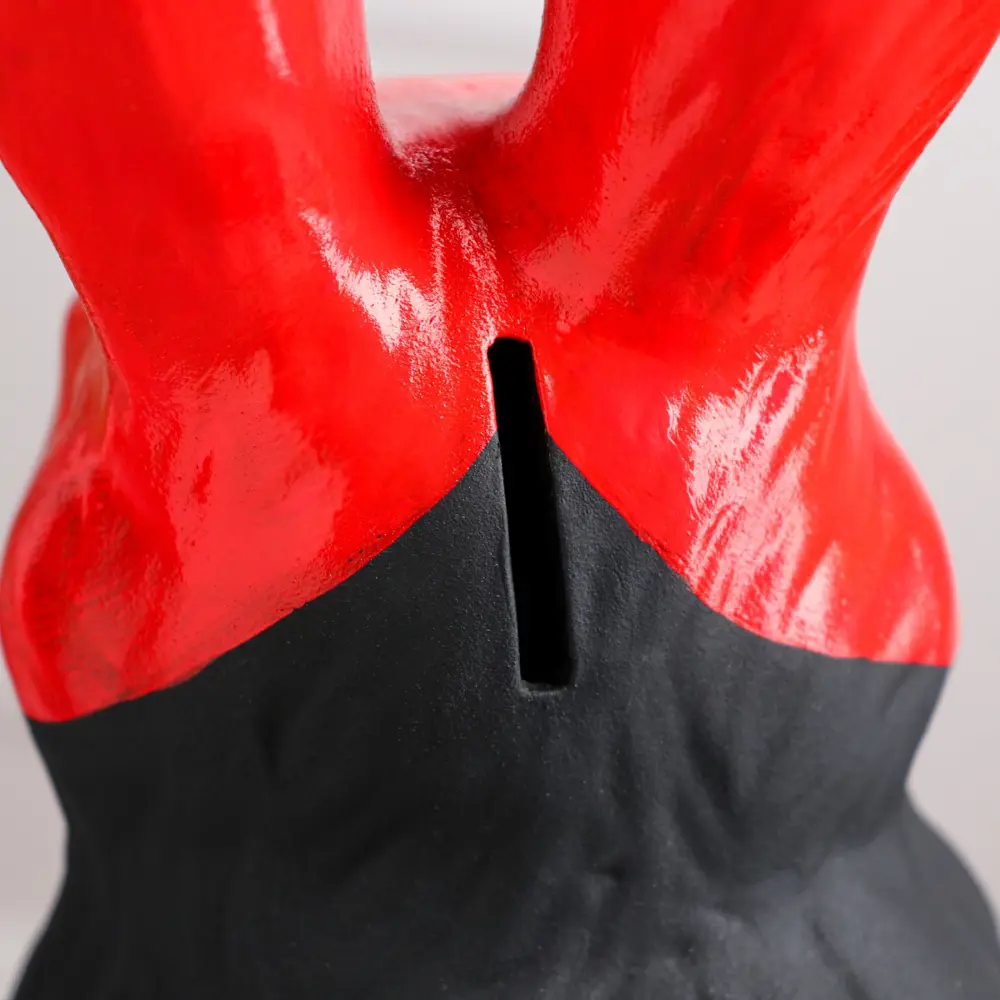 Фото 5 Копилка "Зайчик в красной маске" красная, керамика, 40 см Фото 5 Копилка "Зайчик в красной маске" красная, керамика, 40 см