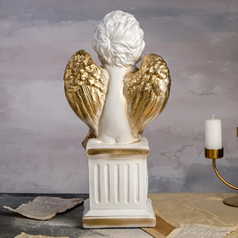 Фото 3 Статуэтка "Ангел на колонне" бело-золотая, 44x23x18 см Фото 3 Статуэтка "Ангел на колонне" бело-золотая, 44x23x18 см