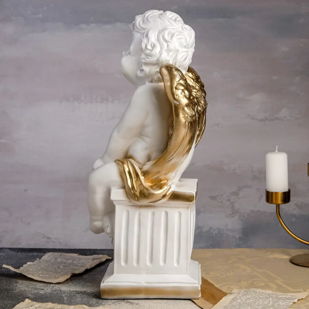 Фото 4 Статуэтка "Ангел на колонне" бело-золотая, 44x23x18 см Фото 4 Статуэтка "Ангел на колонне" бело-золотая, 44x23x18 см