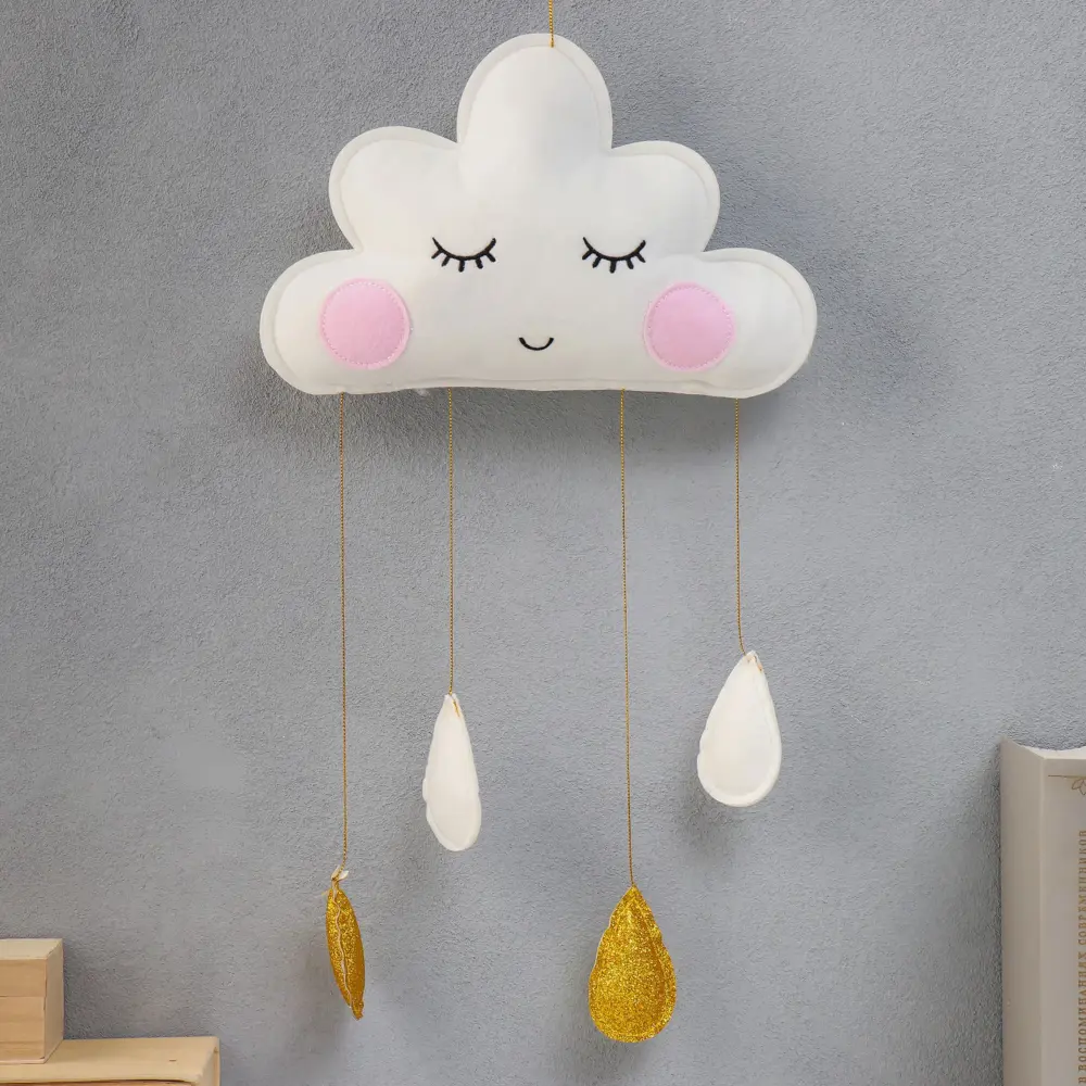 Фото Панно настенное текстиль "Облачко и капельки" 50x26 см