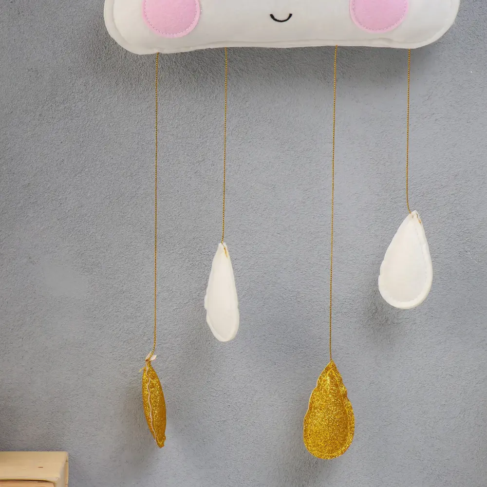 Фото 3 Панно настенное текстиль "Облачко и капельки" 50x26 см