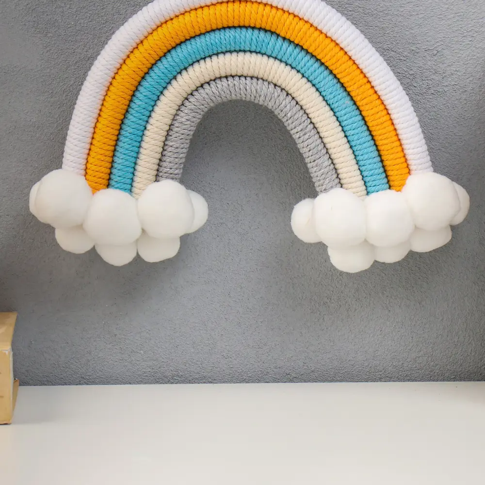 Фото 3 Панно настенное текстиль "Радуга с бомбошками" пастельные оттенки 26x25 см Фото 3 Панно настенное текстиль "Радуга с бомбошками" пастельные оттенки 26x25 см