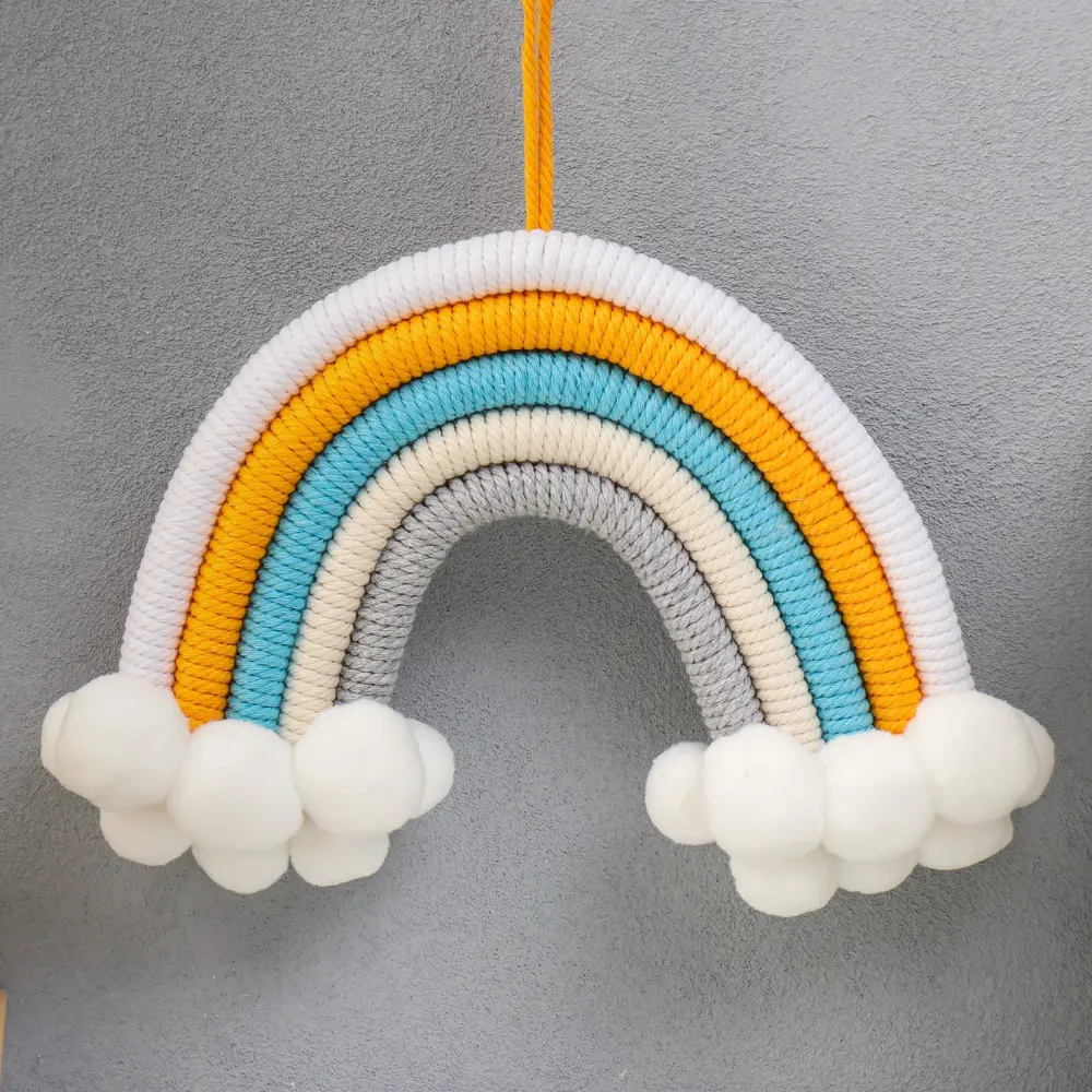 Фото 2 Панно настенное текстиль "Радуга с бомбошками" пастельные оттенки 26x25 см Фото 2 Панно настенное текстиль "Радуга с бомбошками" пастельные оттенки 26x25 см