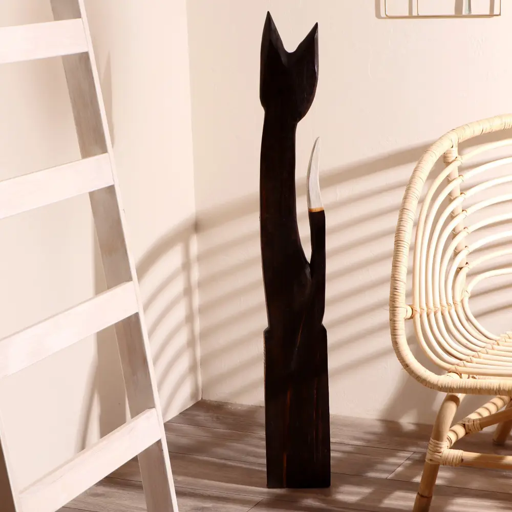 Фото 4 Сувенир интерьерный "Кошка с красными вставками" 16x7x100 см