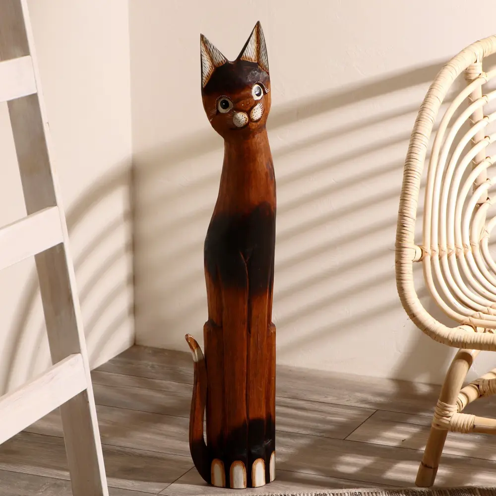 Фото Сувенир интерьерный "Кот с резными ушками" 80x18x6.5 см Фото Сувенир интерьерный "Кот с резными ушками" 80x18x6.5 см