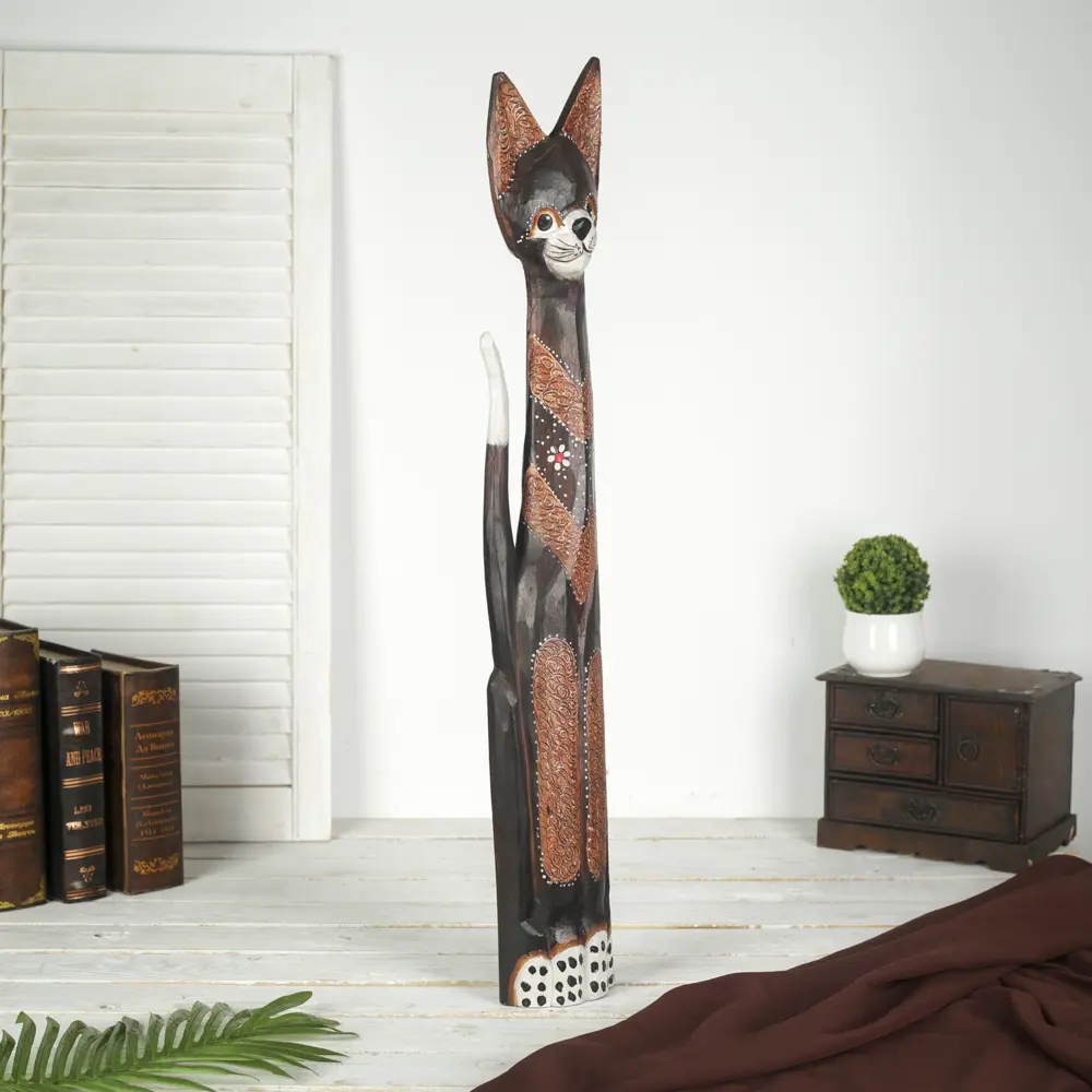 Фото 2 Сувенир интерьерный "Кошечка" чёрная с коричневым узором, 80x12.5x5.5 см Фото 2 Сувенир интерьерный "Кошечка" чёрная с коричневым узором, 80x12.5x5.5 см