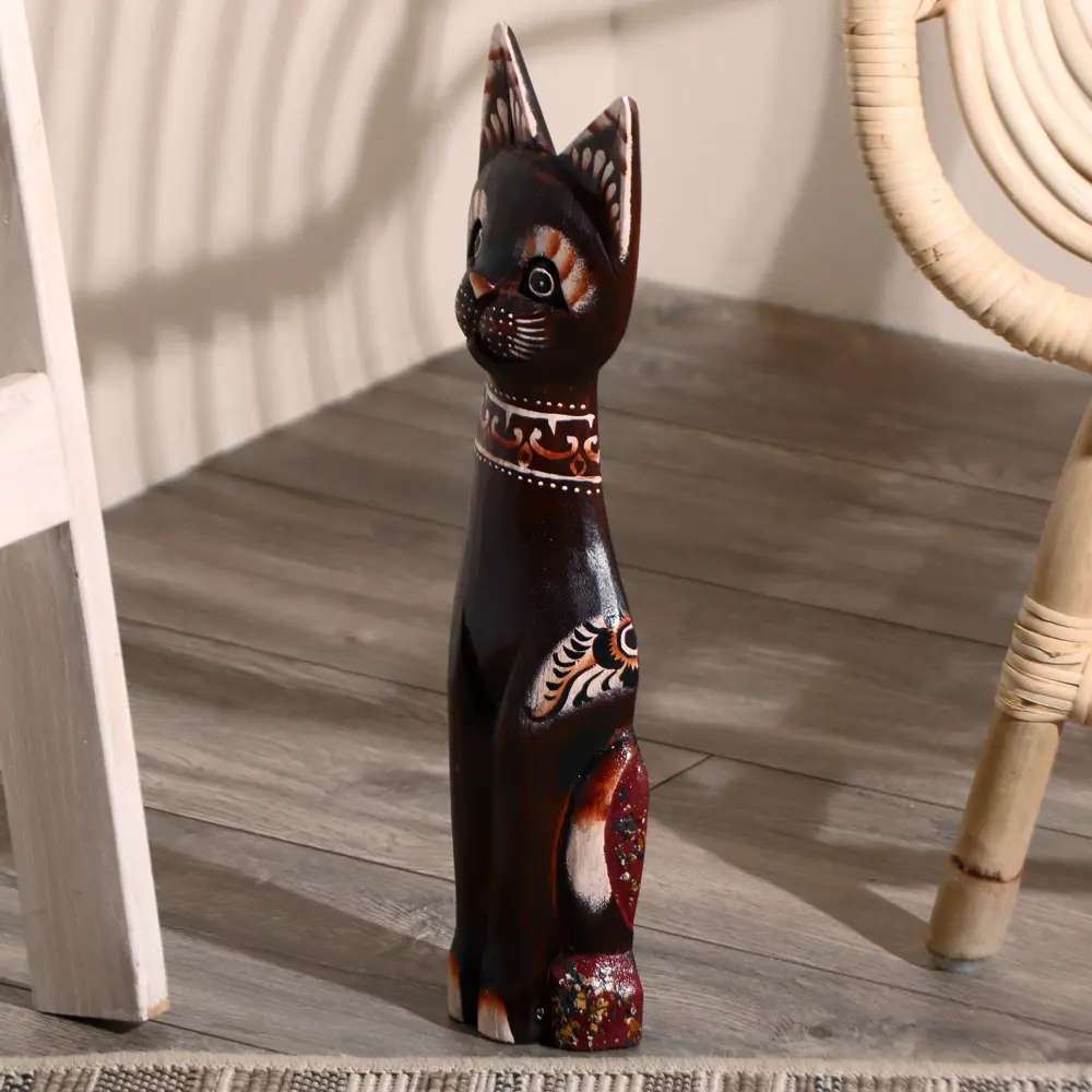 Фото 3 Сувенир интерьерный "Кошка тёмная" высота 40 см