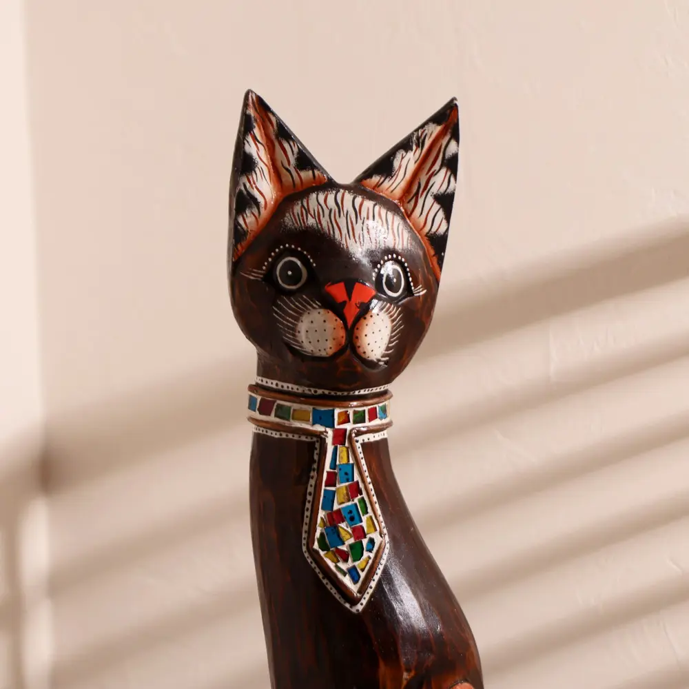 Фото 5 Сувенир интерьерный "Кошка в галстуке из мозаики" 80x13x7 см