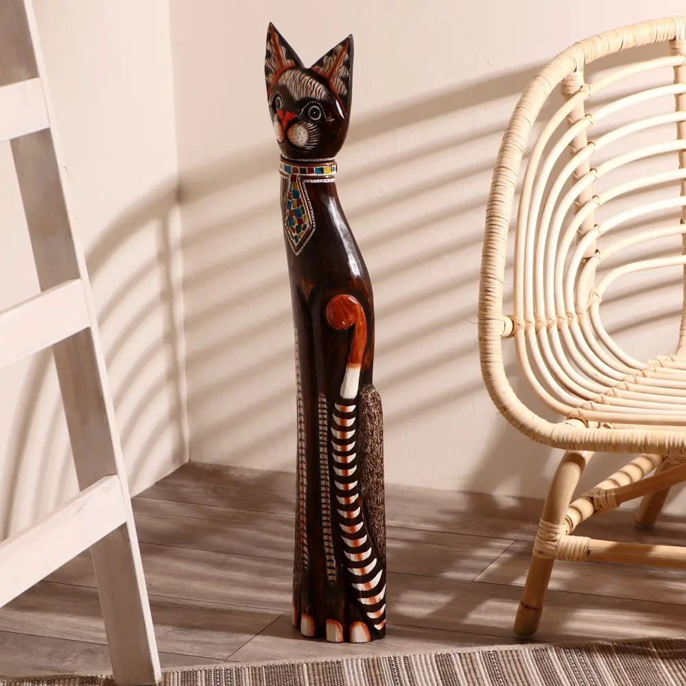 Фото 3 Сувенир интерьерный "Кошка в галстуке из мозаики" 80x13x7 см