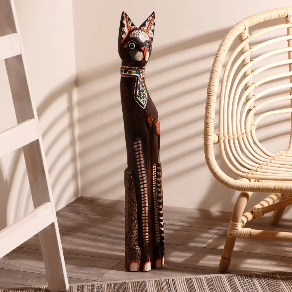 Фото 2 Сувенир интерьерный "Кошка в галстуке из мозаики" 80x13x7 см