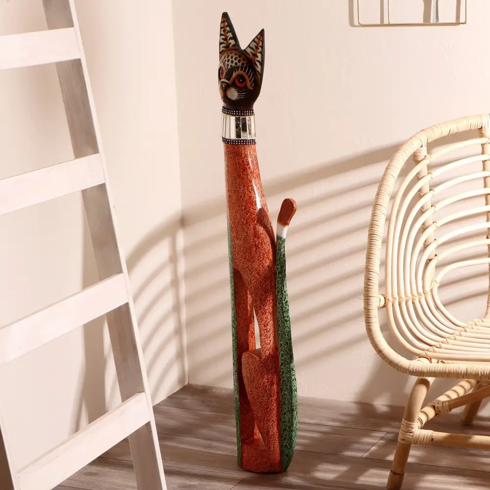 Фото 3 Сувенир интерьерный "Кошка в зеркальном ошейнике" 80x13x7 см